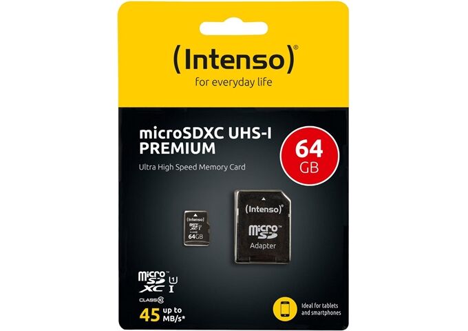 Intenso Micro SD Card 64GB UHS-I inkl. SD Adapter